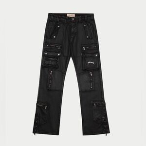 GODSPEED Wax Flare Premium Black Cargo Pants Utility Pockets Custom Hardware 32